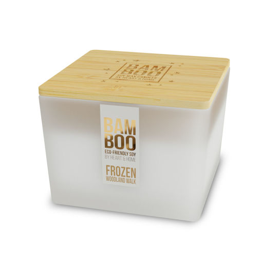 Picture of H&H - BAMBOO CENTREPIECE CANDLE FROZEN WOODLAND WALK